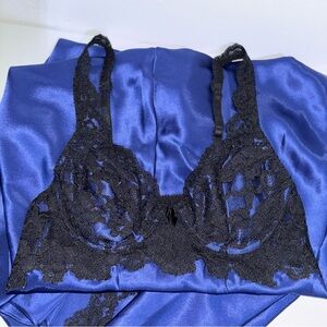 Victoria's Secret Black Lace and Navy Slip